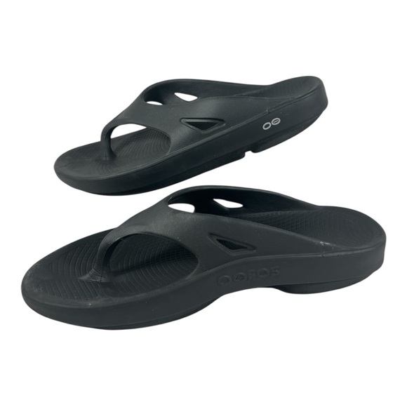 Oofos Mens Oolala Black Sport Recovery Slip On Flip Flop Sandal Men 10 Women 12